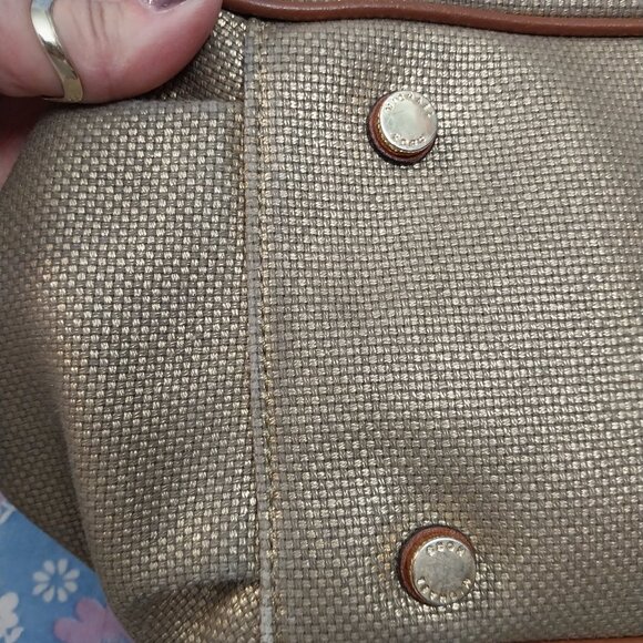 3656 Large Michael Kors Drawstring Satchel Shoulder Bag Sparkly Fabric /Leather - Picture 11 of 12